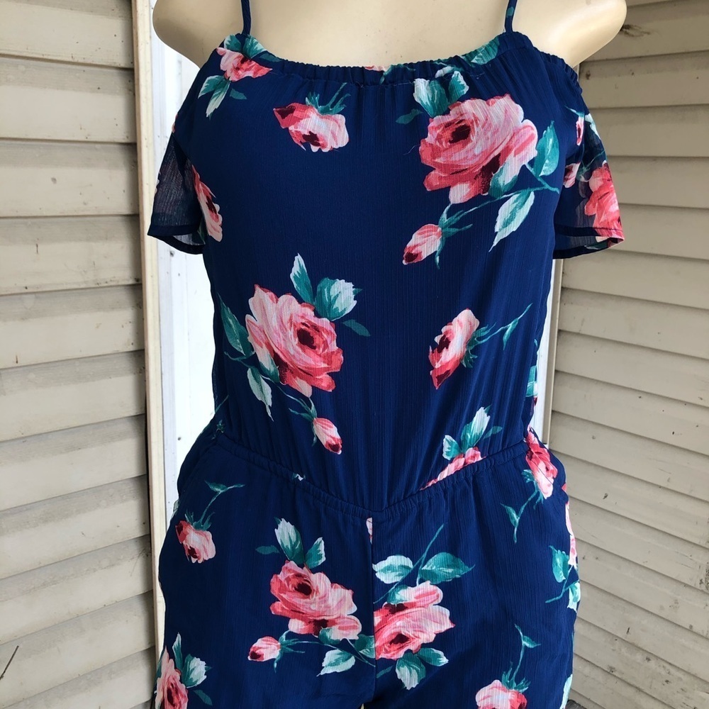 Abercrombie kids blue floral romper